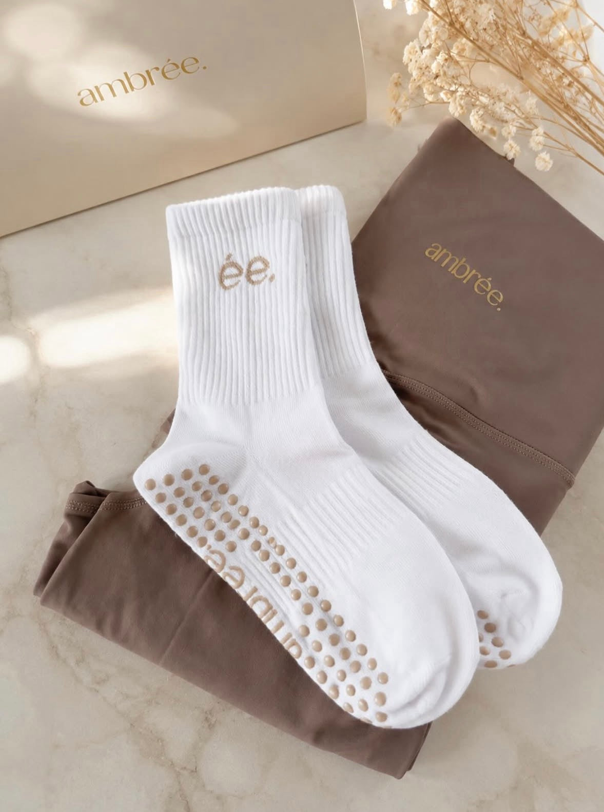 Grip Socks ambrée – Blanc